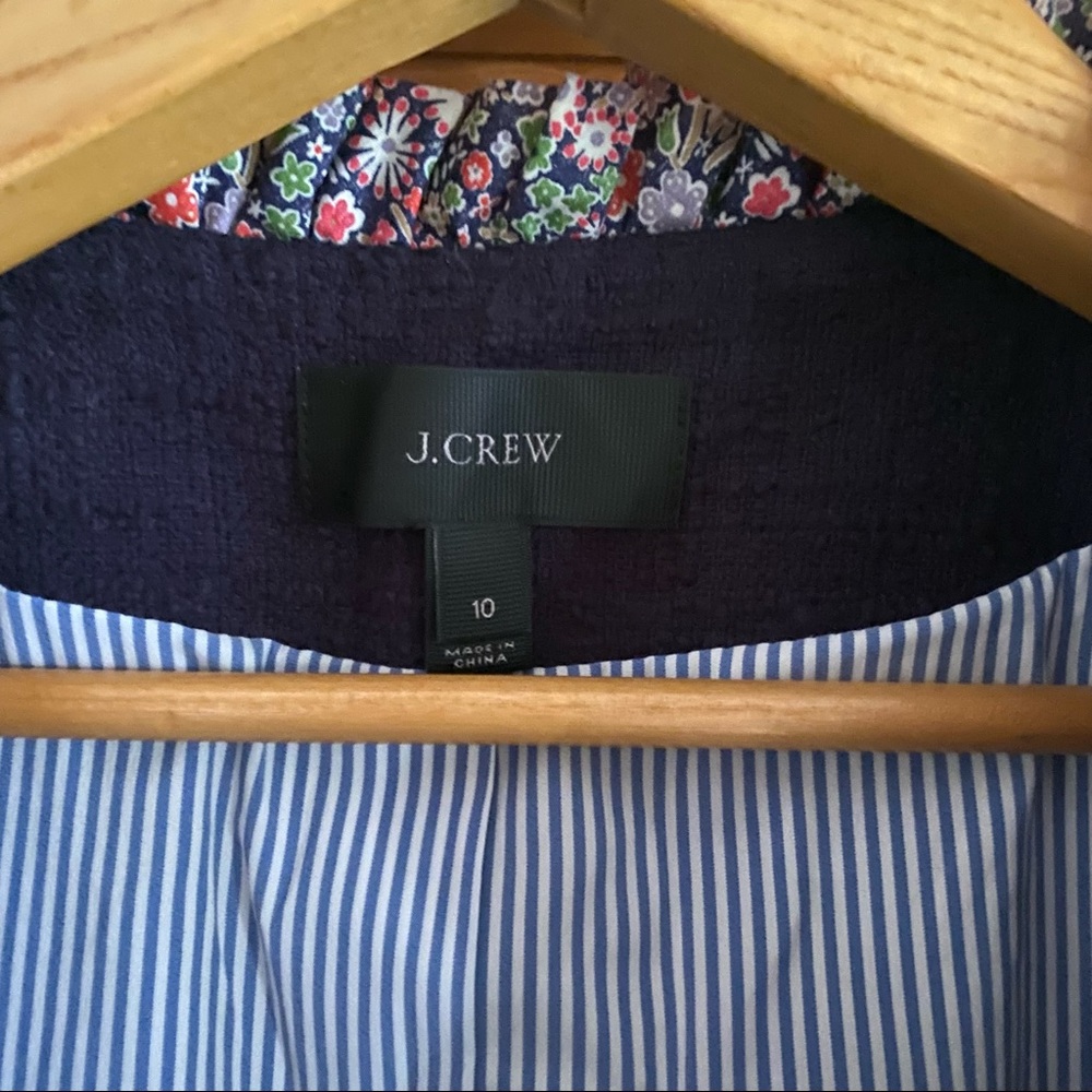 J. Crew Navy Bouclé Blazer with Multicolor Tweed Trim - Picture 4 of 5